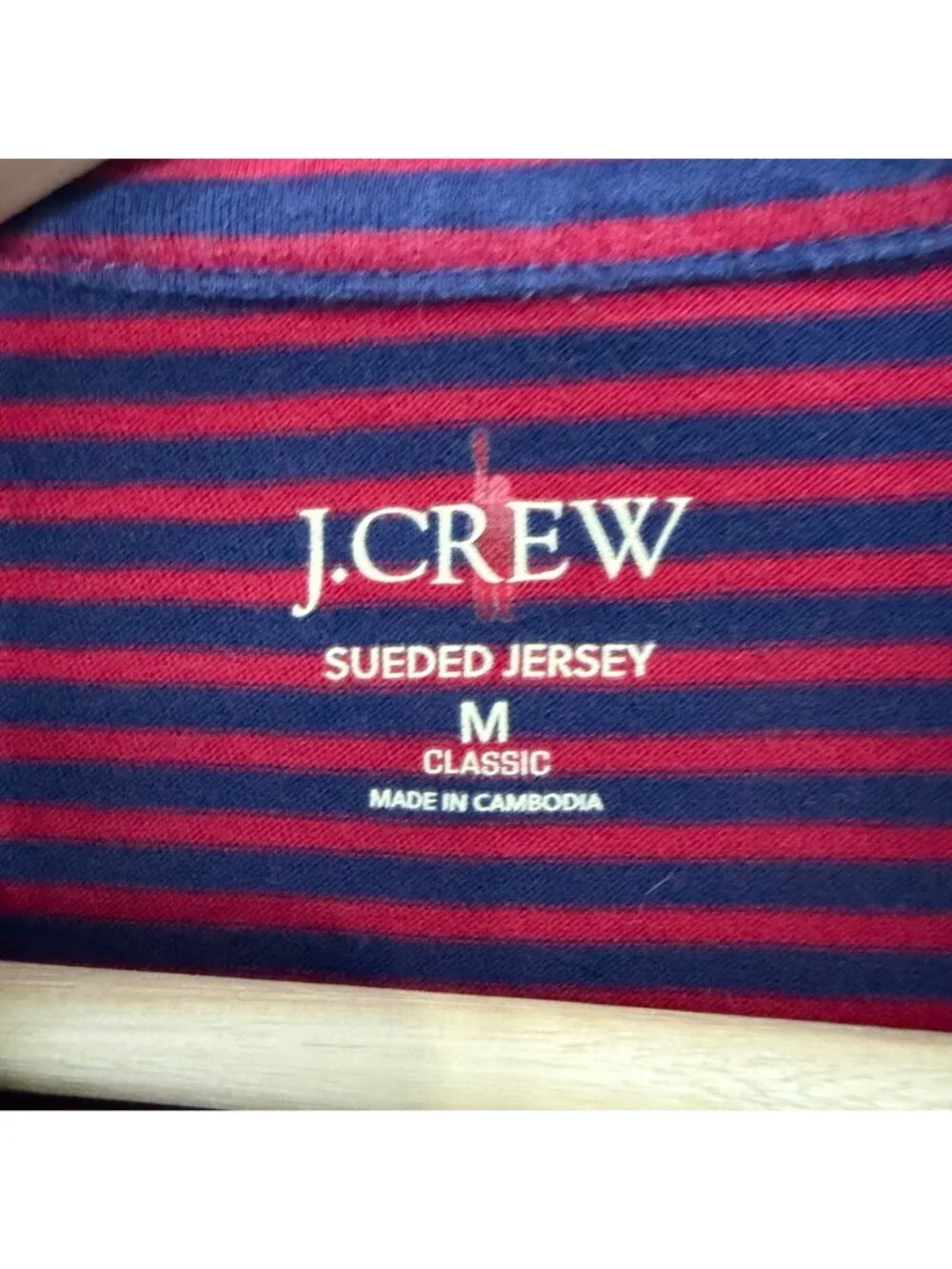 J. CREW sueded cotton polo in navy red stripe size M